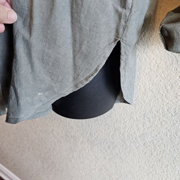 flax linen women's clothing medium Button Up Blouse Sage Green Natural Fibers - Picture 2 of 5